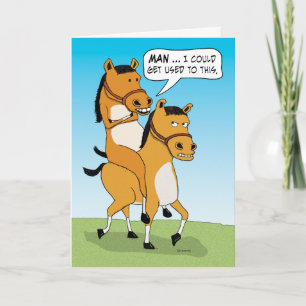 Funny Horse Riding Horse Birthday Card