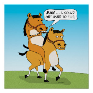 Funny Horse Riding Horse Poster