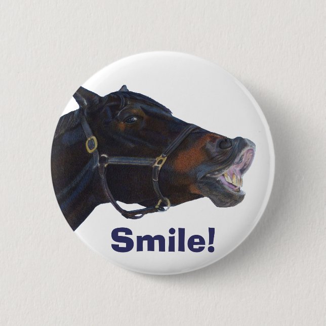 Funny Horse Smile Button (Front)