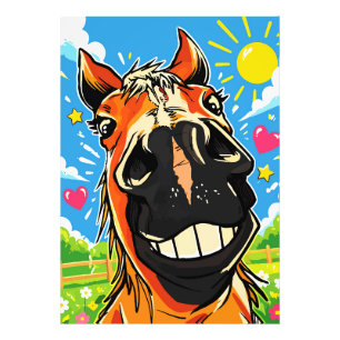 Funny Horse Smile Cartoon Comic Art Photo Print