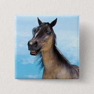 Funny Horse Smile Portrait Art 15 Cm Square Badge