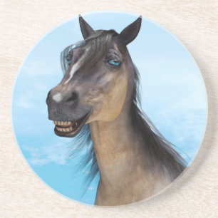 Funny Horse Smile Portrait Art Coaster