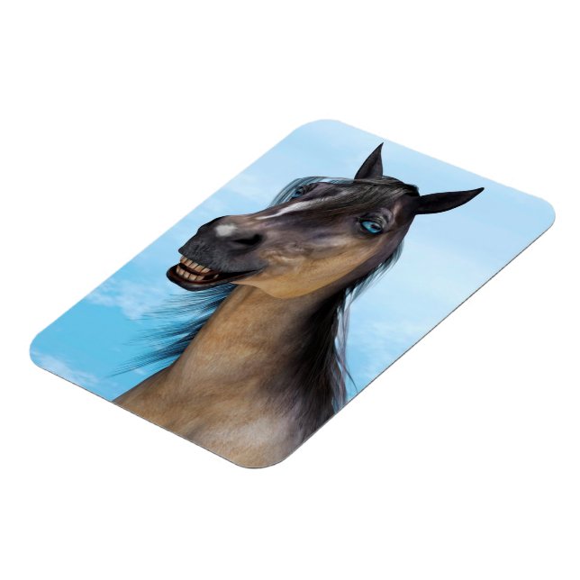 Funny Horse Smile Portrait Art Magnet (Left Side)