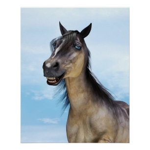 Funny Horse Smile Portrait Art Poster