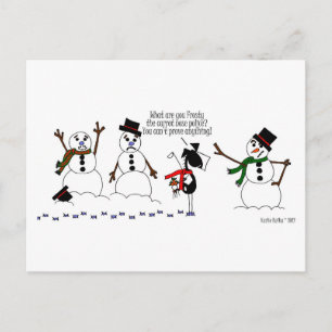 Funny Horse & Snowman Cartoon Postcard
