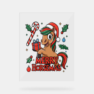 Funny Horse Sublimation, Merry Horsemas Acrylic Sign