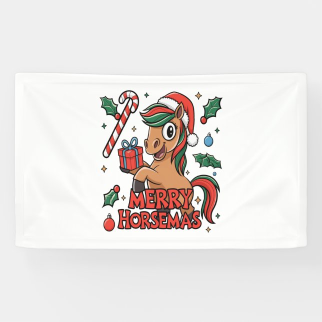 Funny Horse Sublimation, Merry Horsemas Banner (Horizontal)