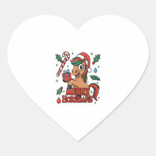 Funny Horse Sublimation, Merry Horsemas Heart Sticker