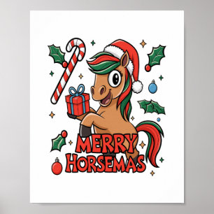 Funny Horse Sublimation, Merry Horsemas Poster