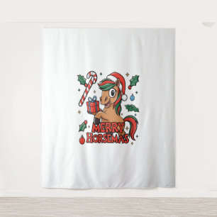 Funny Horse Sublimation, Merry Horsemas Tapestry