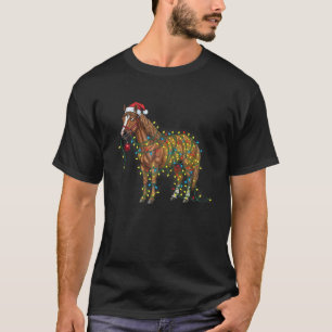 Funny Horse Tangled In Christmas Lights Wearing A  T-Shirt