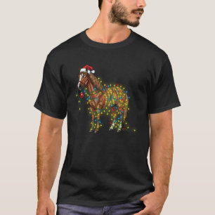 Funny Horse Tangled in Christmas Lights Wearing A T-Shirt