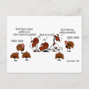 Funny Horse & Turkey Thanksgiving Cartoon Postcard