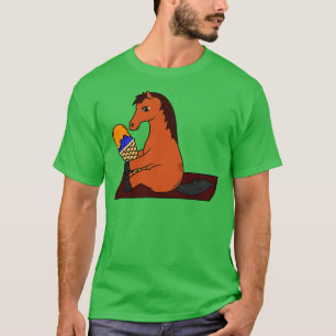 Funny horse with a waffle of ice cream T-Shirt