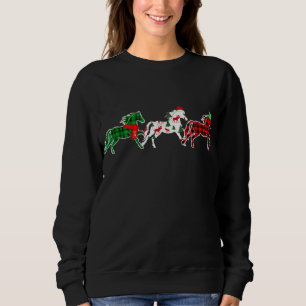 Funny Horse Xmas Tree Lights Red Plaid Gift Christ Sweatshirt