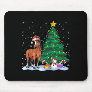 Funny Horse Xmas Tree Lights Reindeer Hat Christma Mouse Mat