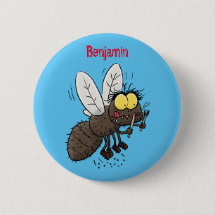 Funny horsefly insect cartoon 6 cm round badge