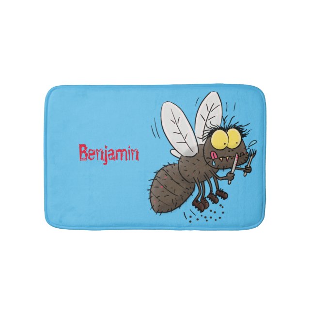 Funny horsefly insect cartoon bath mat (Front)