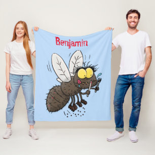 Funny horsefly insect cartoon fleece blanket