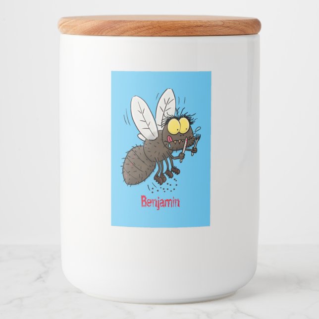 Funny horsefly insect cartoon food label (Front)