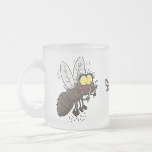 Funny horsefly insect cartoon frosted glass coffee mug