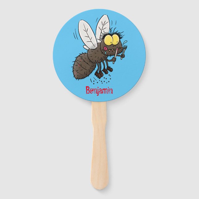 Funny horsefly insect cartoon hand fan (Front)
