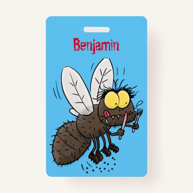 Funny horsefly insect cartoon ID badge (Front)
