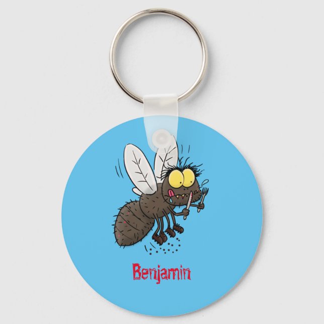 Funny horsefly insect cartoon key ring (Front)
