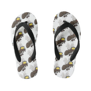 Funny horsefly insect cartoon kid's flip flops