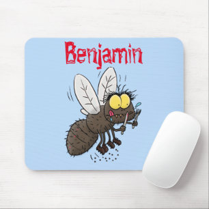 Funny horsefly insect cartoon mouse mat