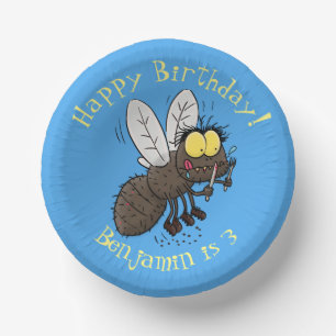 Funny horsefly insect cartoon paper plate