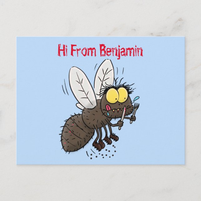 Funny horsefly insect cartoon postcard (Front)