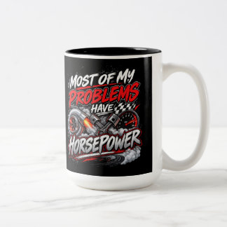 Funny Horsepower Racing Car Enthusiast Two-Tone Coffee Mug
