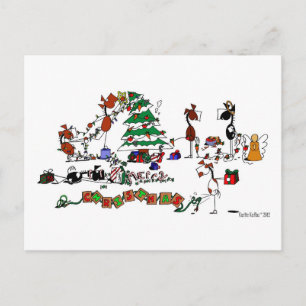 Funny Horses Decorating Pasture Cartoon Postcard