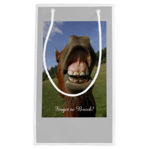 Funny Horse's Mouth Forget to Brush Small Gift Bag