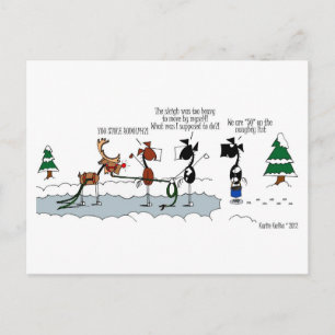 Funny Horses Stealing Cartoon Postcard
