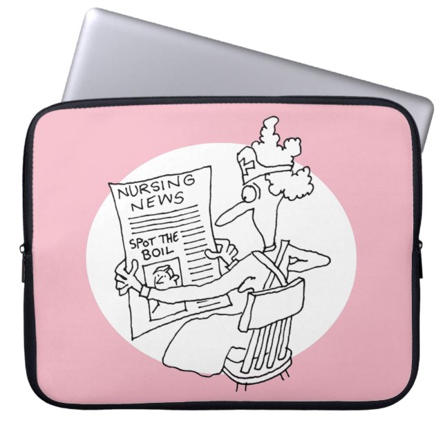 Funny Hospital Nurse Reading Newspaper Competition Laptop Sleeve (Front)