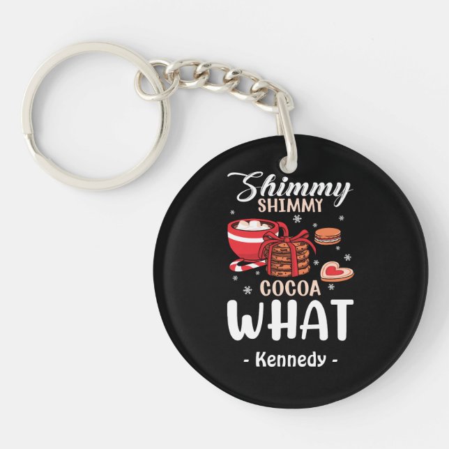 Funny Hot Chocolate & Cookie Winter Key Ring (Front)