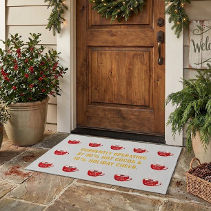Funny Hot Cocoa & Holiday Cheer Festive Christmas  Doormat