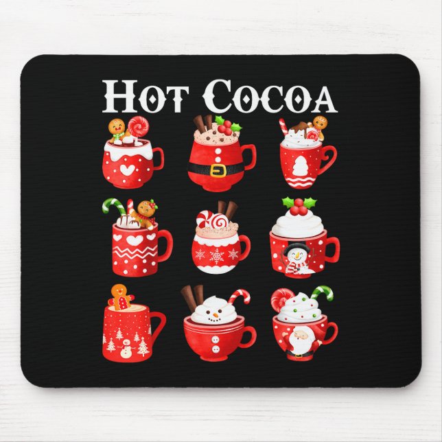 Funny Hot Cocoa Santa Elf C Merry Christmas Pajama Mouse Mat (Front)