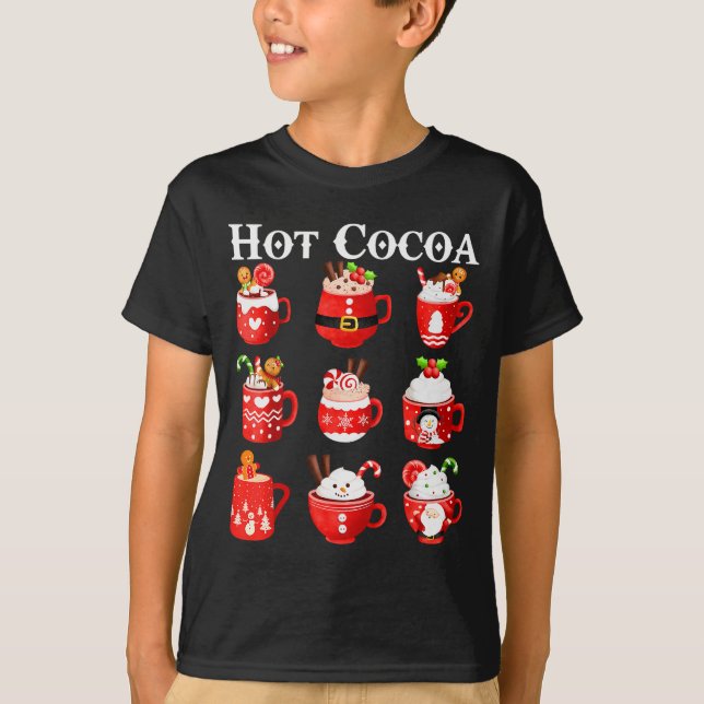 Funny Hot Cocoa Santa Elf C Merry Christmas Pajama T-Shirt (Front)