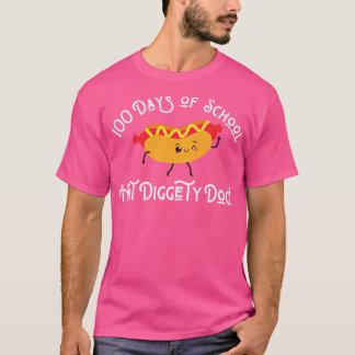 Funny Hot Dog 100 Days of School Hot Diggety Dog T-Shirt