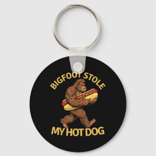 Funny Hot Dog Art for Men Women Bigfoot Hotdog Key Ring