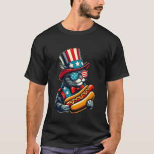 Funny Hot Dog Cat HotDog 4th of July T-Shirt