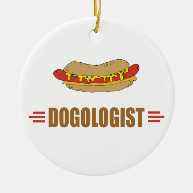Funny Hot Dog Ceramic Tree Decoration (Front)