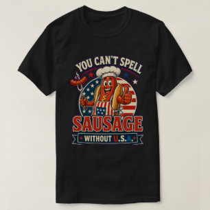 Funny Hot Dog Chef USA Sausage Lover Gift Design T-Shirt