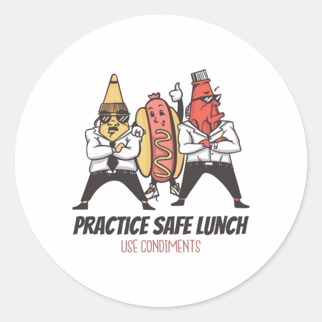 Funny hot dog classic round sticker (Front)
