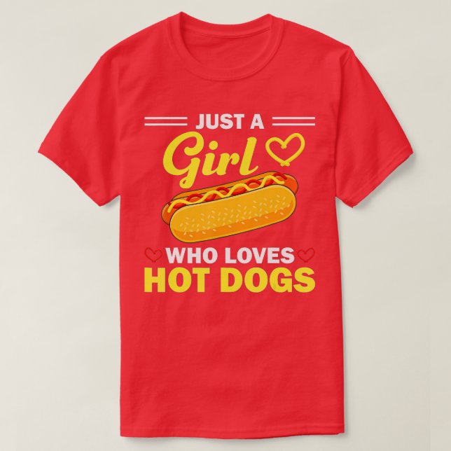 Funny Hot Dog Design For Women Girls Hot Dog Lover T-Shirt (Design Front)