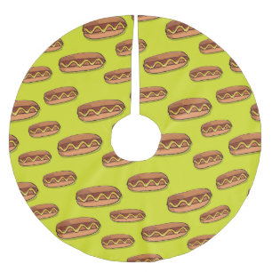 Funny Hot Dog Food Design Brushed Polyester Tree Skirt