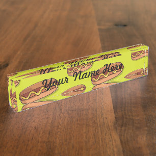 Funny Hot Dog Food Design Nameplate